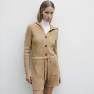 Zara Beige Knit Sweater Romper